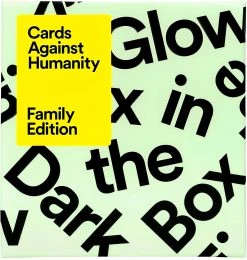 Cards Against Humanity Family Edition First Expansion Glow In The Dark Box