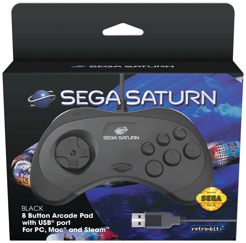 Retro-Bit SEGA USB Saturn 8-Button Arcade Pad - Black 3 Retro-Bit SEGA USB Saturn 8-Button Arcade Pad - Black