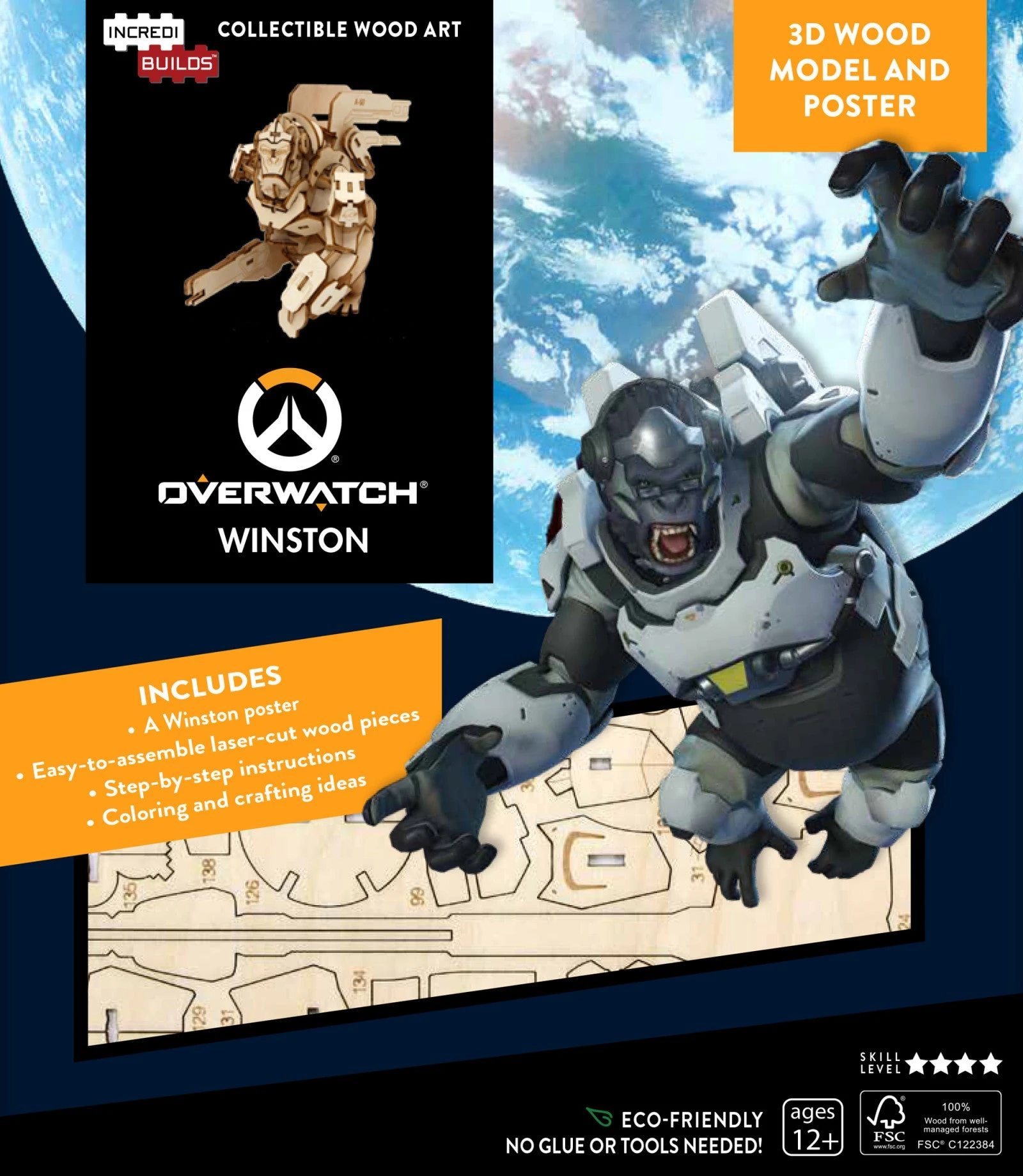 Incredibuilds Overwatch Winston 3D Wood Model And Poster 3 Incredibuilds Overwatch Winston 3D Wood Model And Poster