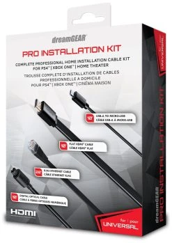 PS4/XB1/Switch/PC DreamGEAR Pro Installation Cable Kit - Black